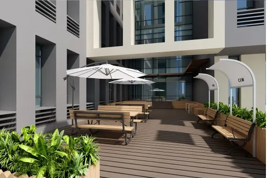 Landscaped courtyard at the Nanjing University of Aeronautics and Astronautics renovation project.