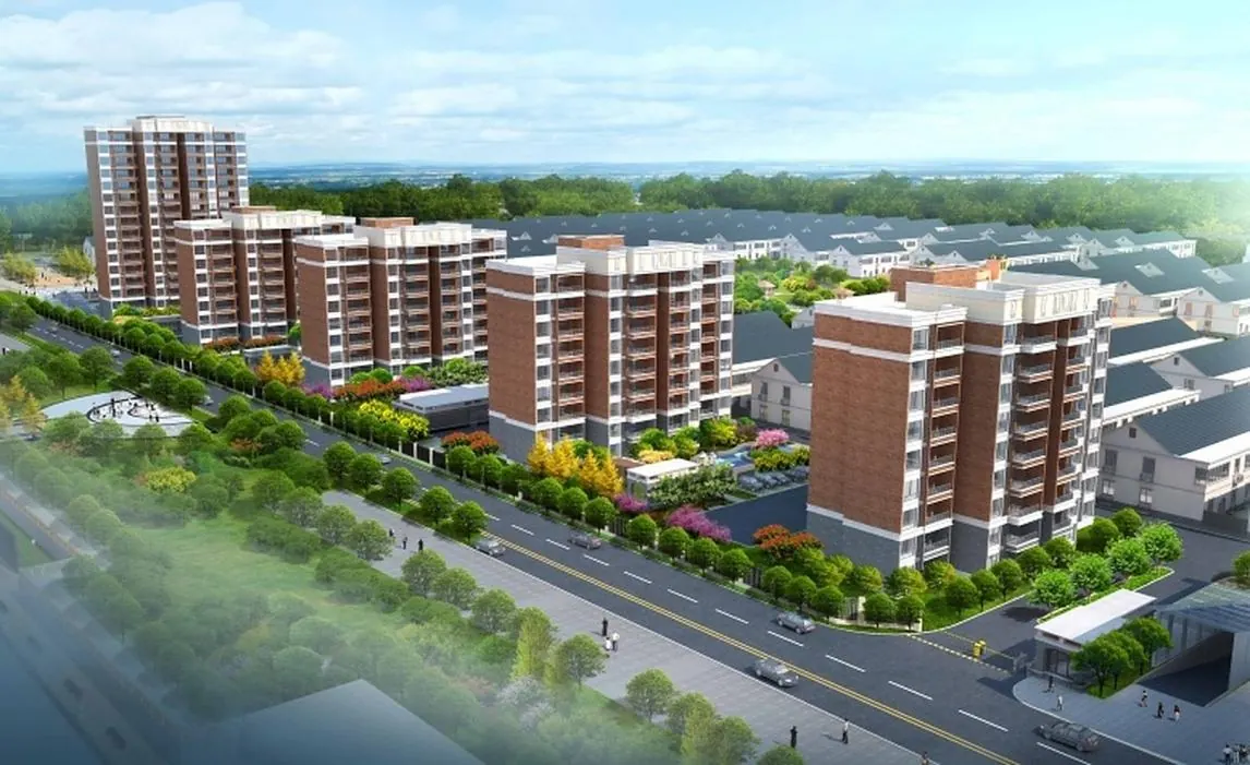 Residential buildings and green grounds at Suining Guanghua Phase V.