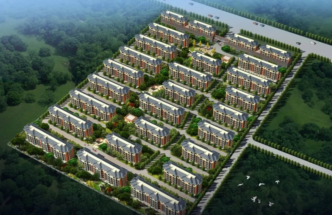 Aerial architectural view of Yangguang Hetian Residential Community.
